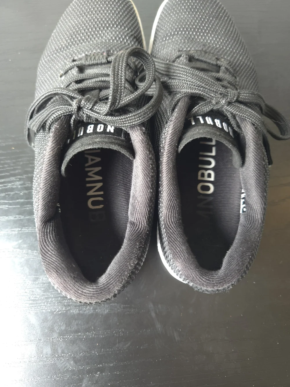 NOBULL Women's Low Top Outwork Black Athletic Shoes with White Midsole 5.5
